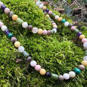 Jay King 36” Multi-Gemstone Head necklace. Desert Rose-sSterling Silver